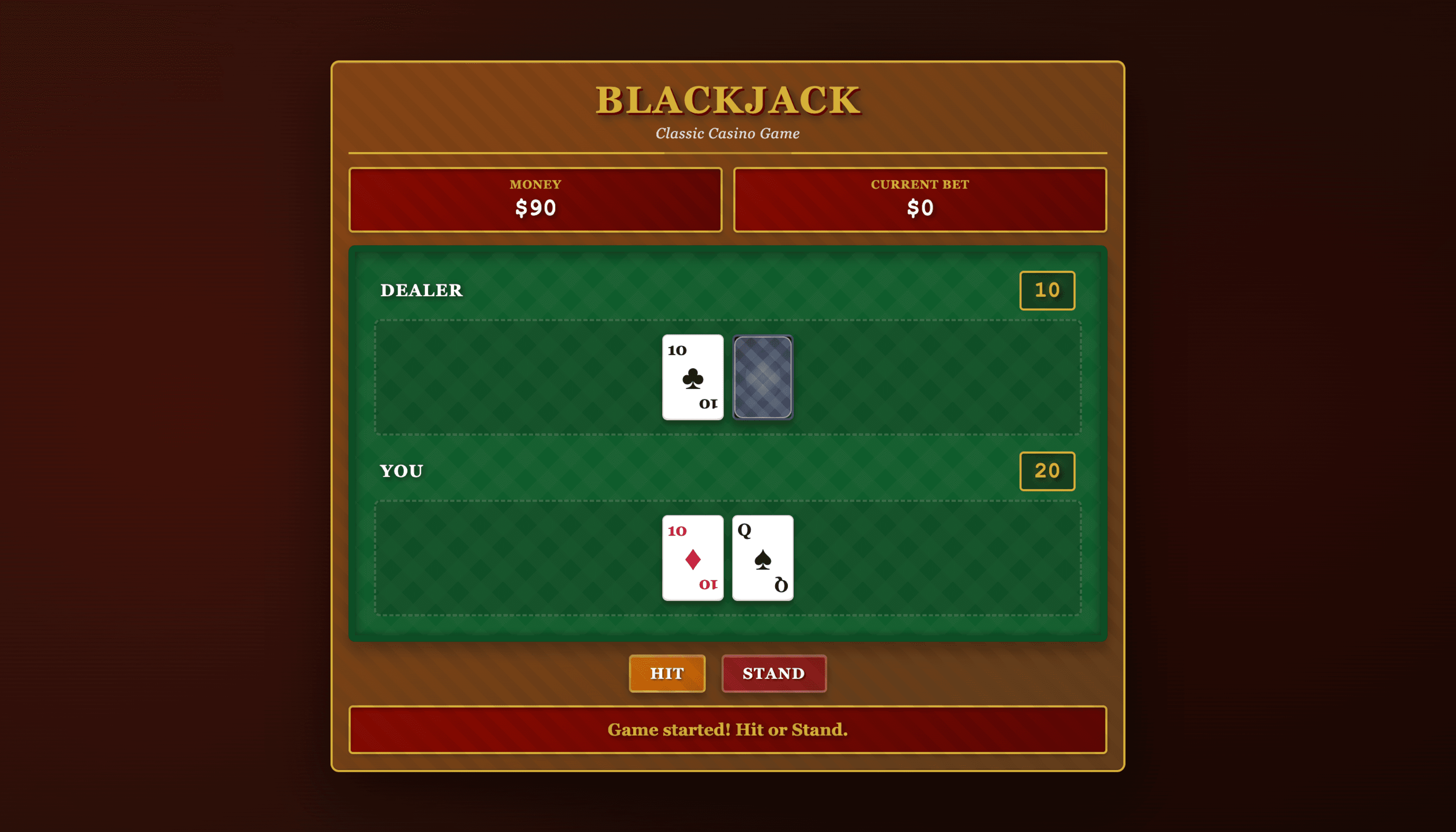 Previous: Blackjack Game